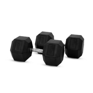 Par de Mancuernas Hexagonales de Caucho - 45 kg.