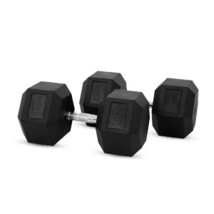 Par de Mancuernas Hexagonales de Caucho - 50 kg.
